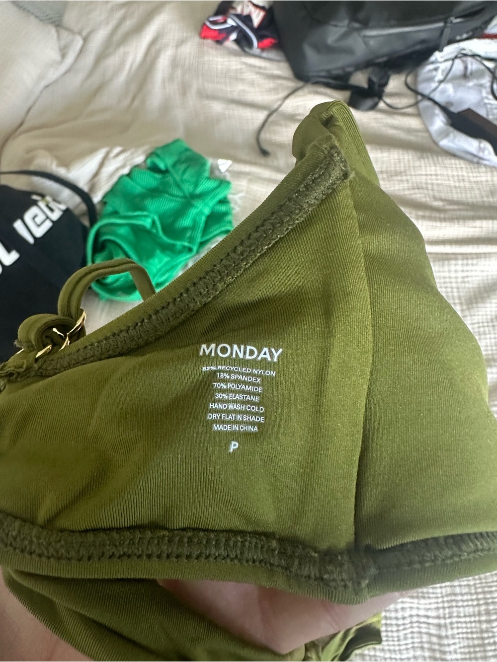 Monday Swimwear Olive Twist Bordeaux Bikini Top size P - Picture 3 of 3